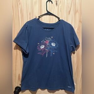 Life is Good Sunflowers & Bees Graphic T-Shirt Womens XL